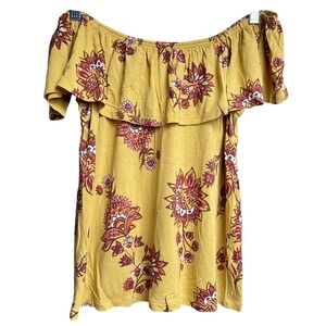 Old Navy Floral Off The Shoulder Ruffle‎ Top Yellow XS